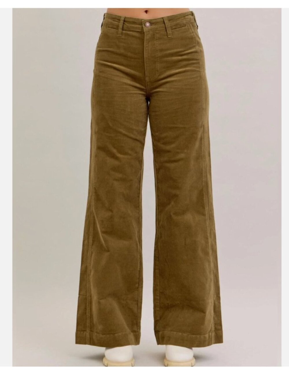 Judy Blue High Waist Olive Corduroy Retro Wide Leg Jeans Size 9/29 - Picture 3 of 16